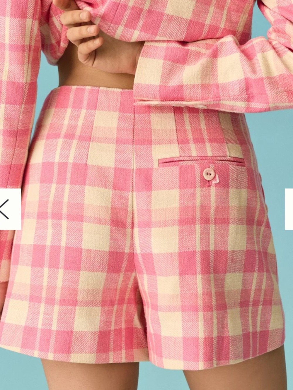 Anthropologie Maeve Bold Button Pink Plaid Tweed Shorts sz 6 - Picture 4 of 16